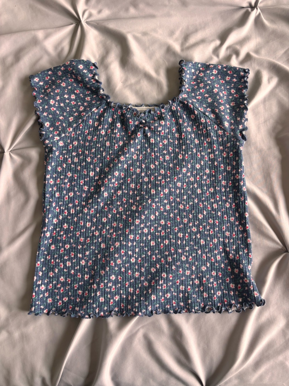 Old Navy Kids Navy Blue Floral Short Sleeve T-Shirt Size Large 10-12 Girls